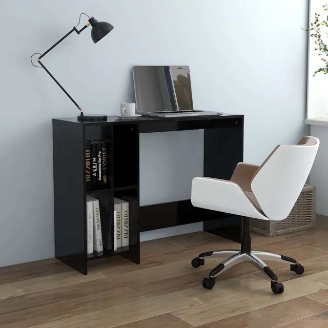 vidaXL Bureau 102,5x35x75 cm bewerkt hout zwart