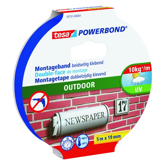Tesa Montagetape tesa® Powerbond Outdoor dubbelzijdig 5mx19mm transparant