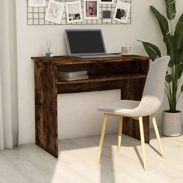 vidaXL Bureau 90x50x74 cm bewerkt hout gerookt eikenkleurig, foto 2