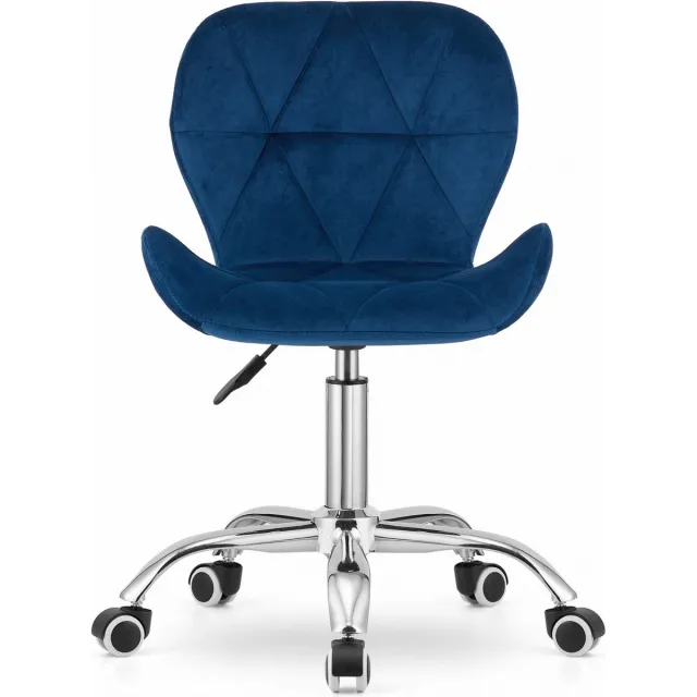 LEOBERT Bureaustoel AVOLA DORY-21 Donkerblauw, Velvet Zitting, Ergonomisch en Verstelbare Zithoogte, 5-Poot Chrome Basis, Geschikt voor Thuis en Kantoor, Max. 110 kg