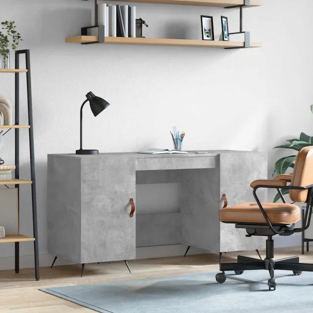 vidaXL Bureau 140x50x75 cm bewerkt hout betongrijs grijs, foto 2