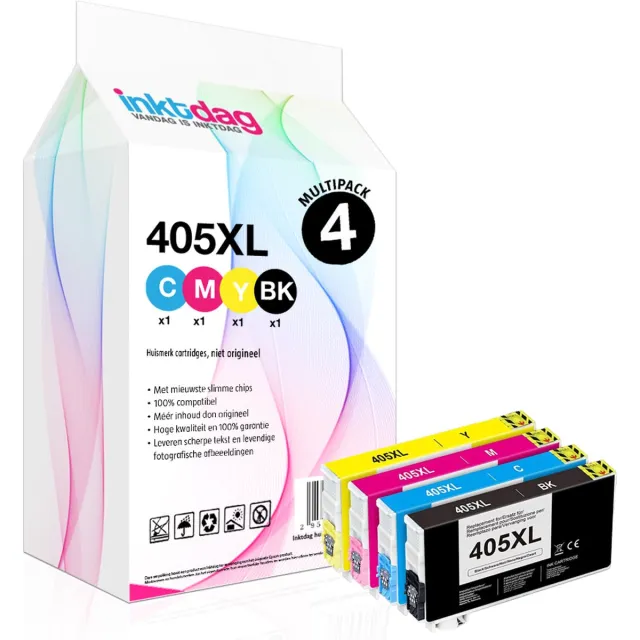 inktdag inktcartridges voor Epson 405XL multipack, Epson 405 inkt van 4 kleuren geschikt voor printers Epson WorkForce Pro WF-3820 DWF, WF-3825 DWF, WF-4820 DWF, WF-4825 DWF,WF-4830 DTWF, WF-7830 DTWF, WF-7835 DTWF, WF-7840 DTWF 1 x Zwart (25 ml)