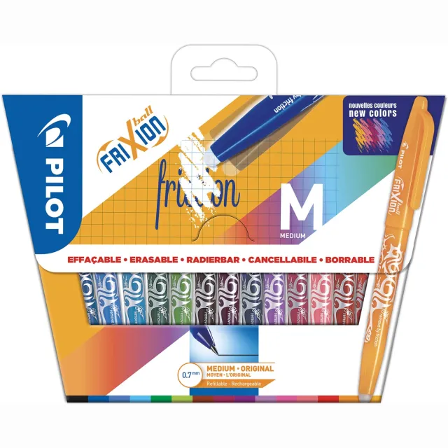 Pilot roller Frixion Ball, blister van 15 stuks in geassorteerde kleuren blauw
