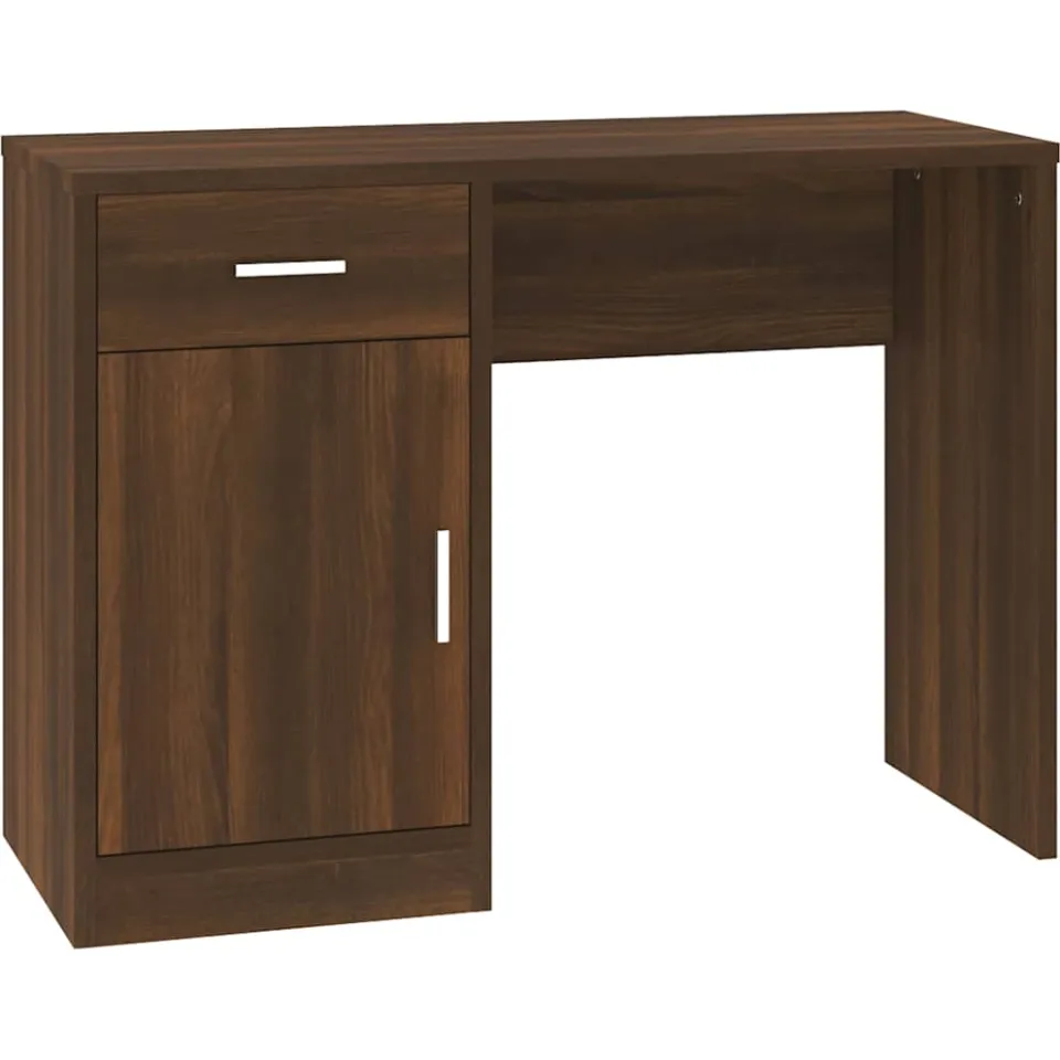 vidaXL Bureau met kast en lade 100x40x73 cm bewerkt hout bruineiken