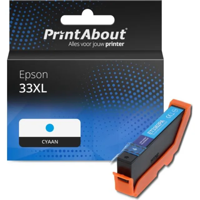 PrintAbout Huismerk Epson 33XL (C13T33624012) Inktcartridge Cyaan Hoge capaciteit