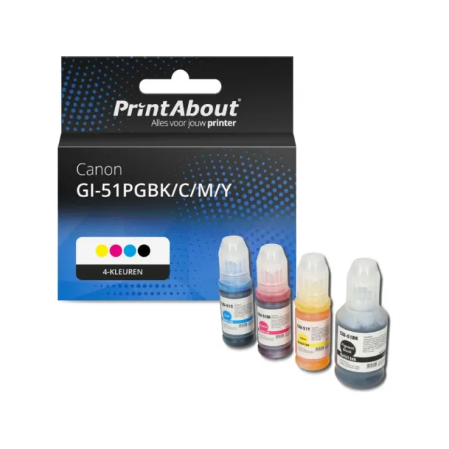 PrintAbout huismerk Inktcartridge GI-51PGBK/C/M/Y 4-kleuren Multipack Geschikt voor Canon