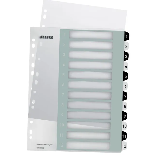 Leitz WOW printbare index, 12 tabs, zwart-wit