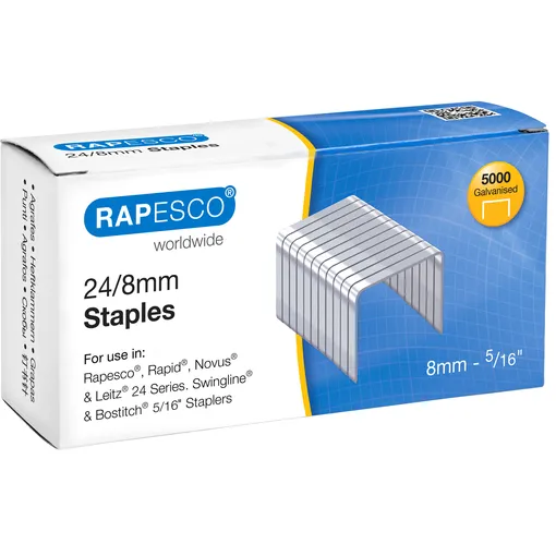 Rapesco Nieten Rapesco 24 8mm 5000 stuks zilver