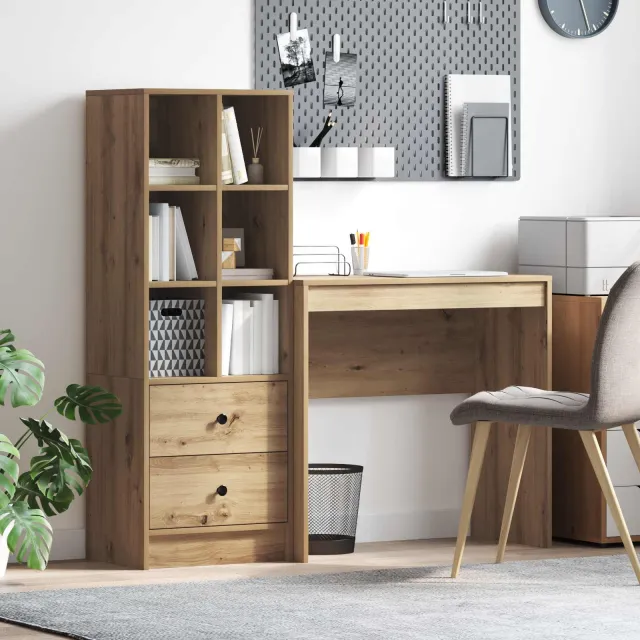 vidaXL Bureau Artisan Eiken 125,5 x 40 x 127 cm 2 st, foto 2