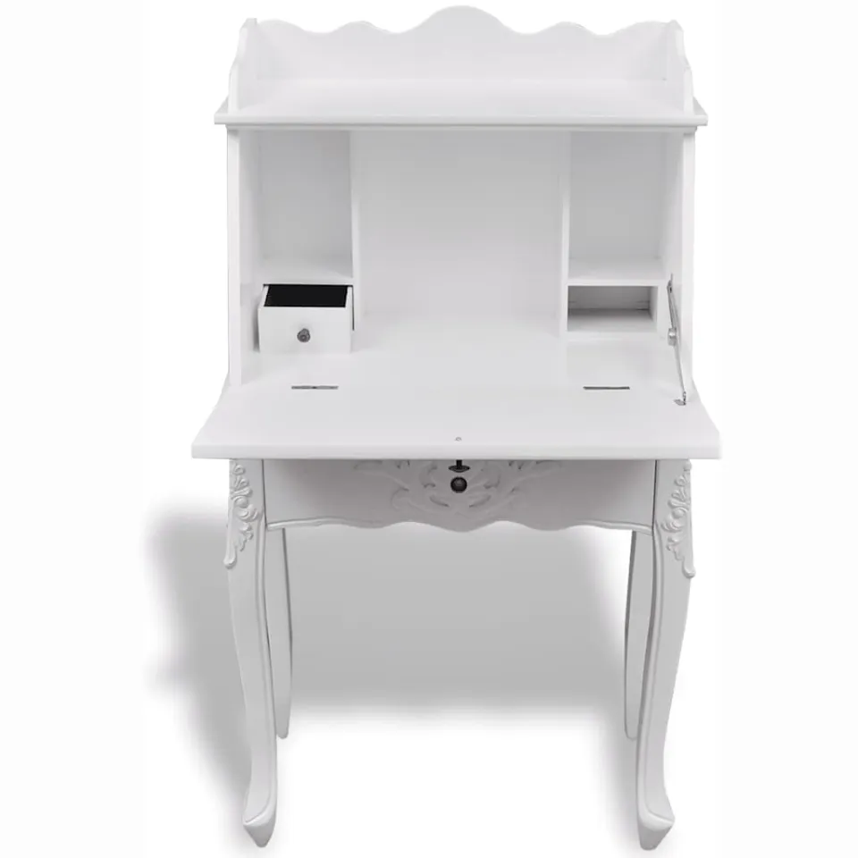 vidaXL Franse secretaire hout wit, foto 4