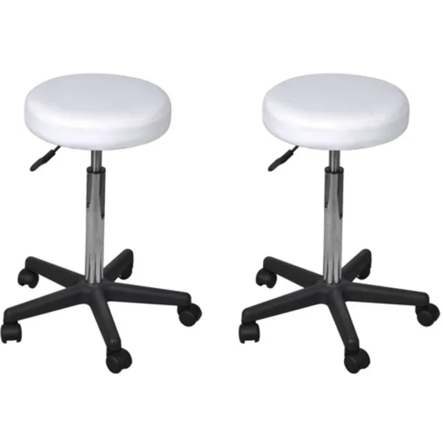 vidaXL Kantoorkrukken - 2 - st - 35,5x84 - cm - kunstleer - wit