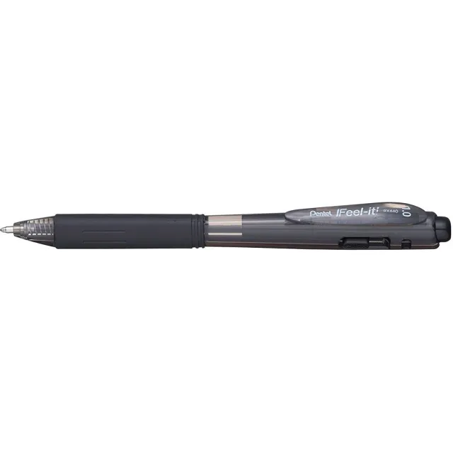 Pentel Feel-it! WOW! Zwart Clip-on retractable ballpoint pen 12 stuk(s) Zwart;Transparant
