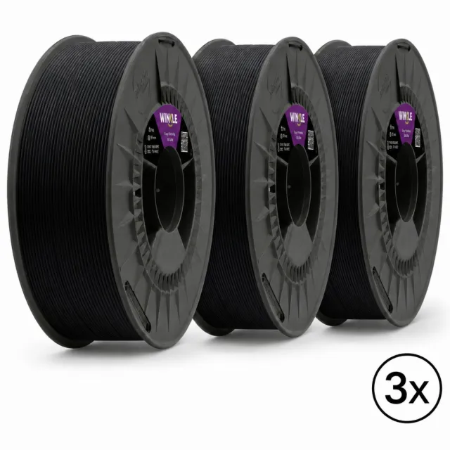 Winkle ASA 3D Filament - Filament voor 3D printer - Hoge Nauwkeurigheid - Zwart - Ø 1,75 mm - 3x1 kg 3x Zwart