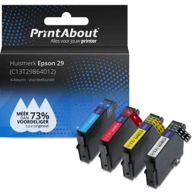 PrintAbout huismerk Inktcartridge 29 (C13T29864012) 4-kleuren Multipack geschikt voor Epson