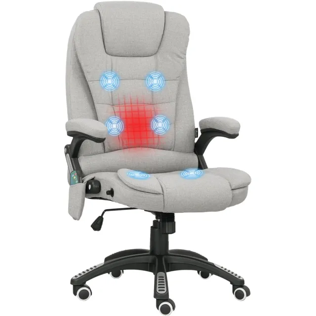 Vinsetto Massage Bureaustoel-68x72x120cm-Polyester-Lichtgrijs