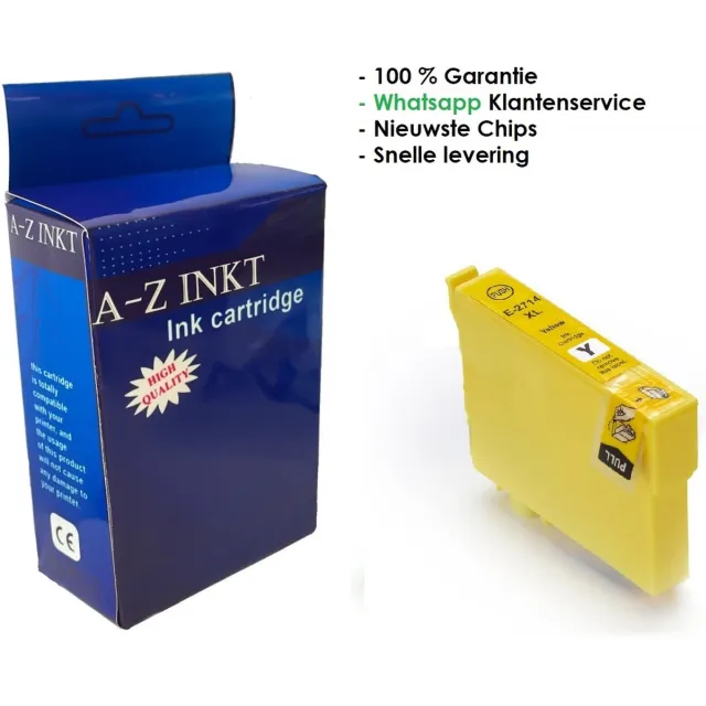 AtotZinkt Compatible inkt cartridge voor Epson 27XL Yellow| 1 x Gele inktcartridge voor Epson Workforce WF-3620WF, WF-3620DWF, WF-3640DTWF, WF-7110DTW, WF-7210DTW, WF-7610DWF, WF-7615DWF, WF-7620DTWF, WF-7710DWF, WF-7715DWF, WF-7720DTWF